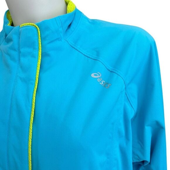 Asics Full Zip Lightweight Windbreaker Jacket Midlength Sky Blue XL Running - Picture 2 of 12